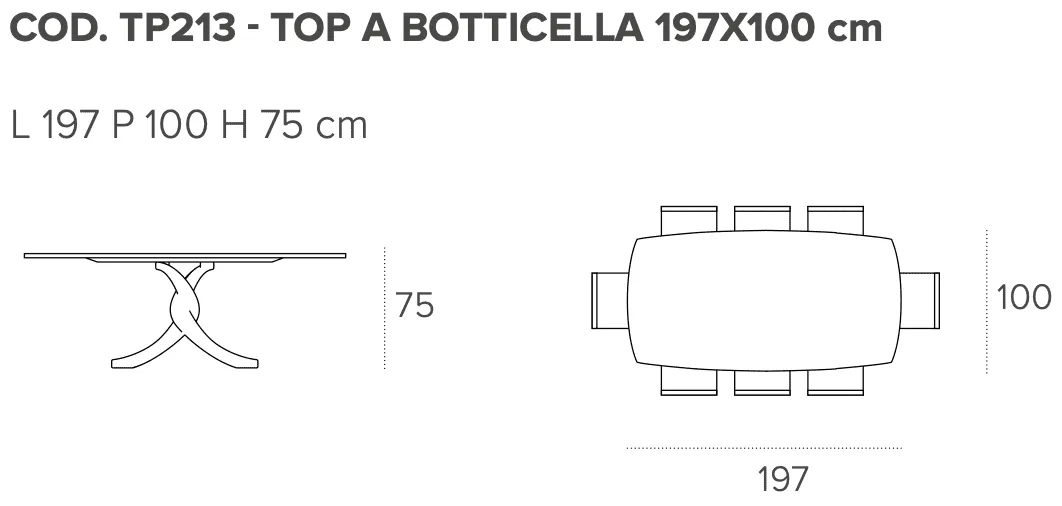 Размеры стола Target Point Twist 197X100 см, TP213